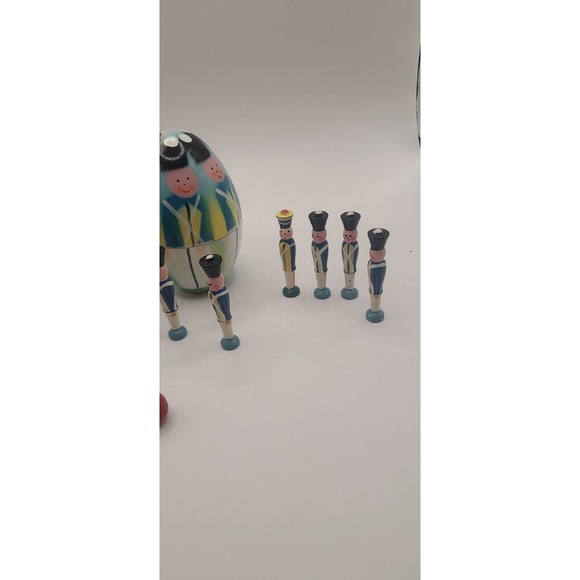 VINTAGE Polish Nutcracker Soldier Nesting Egg 10 Wooden Soldiers, Holiday, Toy - Picture 4 of 8